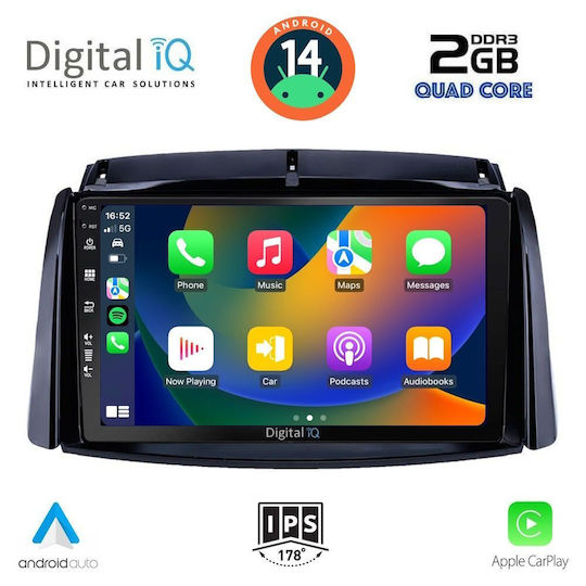 Digital IQ Auto-Audiosystem für Renault Koleos 2006-2016 (Bluetooth/USB/AUX/WiFi/GPS/Apple-Carplay/Android-Auto) mit Touchscreen 9"