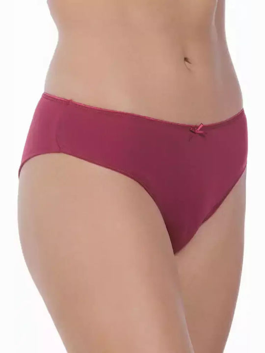 MEI Cotton High-waisted Women's Brazil Seamless Bordeaux