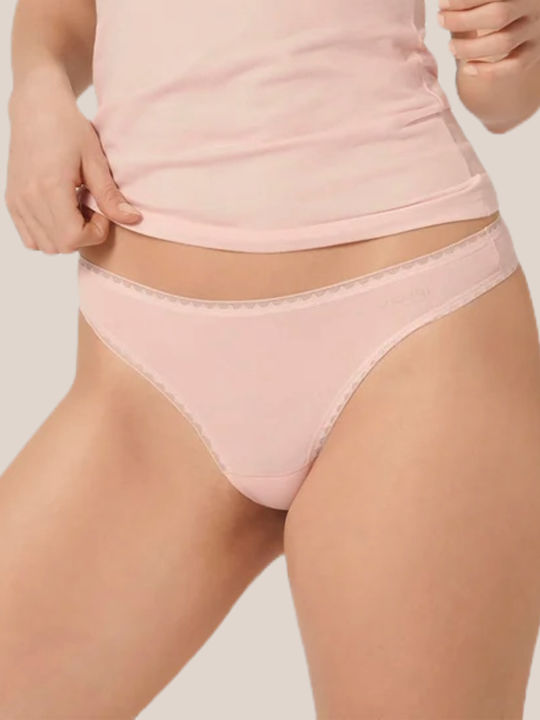 Sloggi Baumwolle Damen Brasilien 2Pack mit Spitze Vanilla-pink