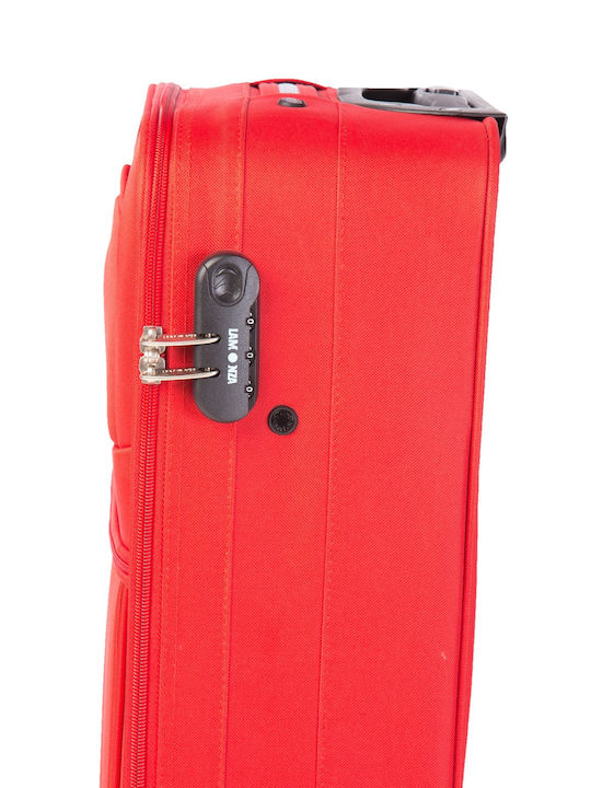 Lamonza Atlanta Koffer Für Reisen Kabinen Stoff Rote Mit 2 Räder Höhe 55cm