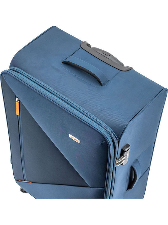 Lamonza Großer Reisekoffer Weichschalen Blau mit 4 Räder Höhe 79cm A13097