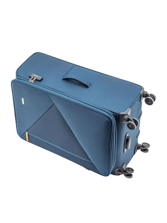Lamonza Großer Reisekoffer Weichschalen Blau mit 4 Räder Höhe 79cm A13097