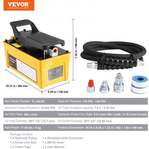 Vevor Air Hydraulic Foot Pump 10,000 Psi Frame Machines Cgkqb18mjthsfzylpv0