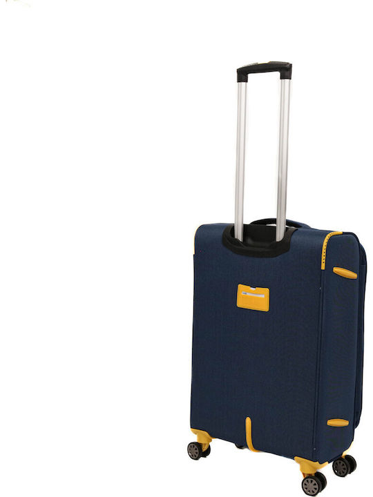 Lamonza Cruise Mittlerer Stoffkoffer Marineblau/Gelb mit 4 Rädern Höhe 68cm