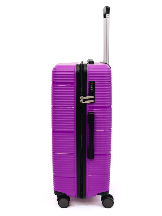 Lamonza Reno Μεγάλη Βαλίτσα Ταξιδίου Σκληρή Purple με 4 Ρόδες Ύψους 72εκ.