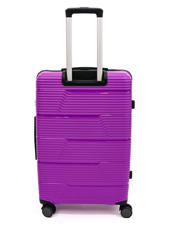 Lamonza Reno Μεγάλη Βαλίτσα Ταξιδίου Σκληρή Purple με 4 Ρόδες Ύψους 72εκ.