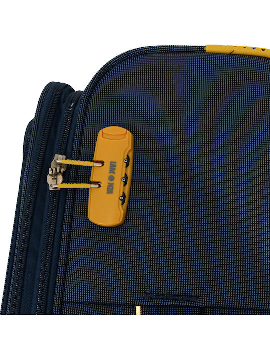 Lamonza Cruise Mittlerer Stoffkoffer Marineblau/Gelb mit 4 Rädern Höhe 68cm