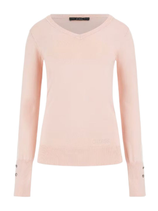 Γυναικείο Πουλόβερ με V Λαιμόκοψη Light Pink