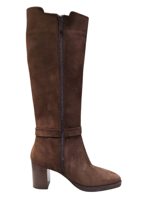 Sante Suede Women's Boots with High Heel Brown