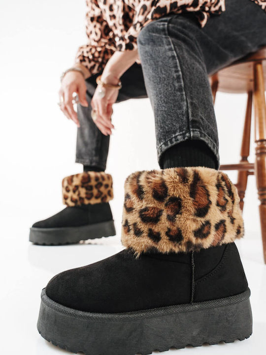 Black Chic Fur Platform Boots