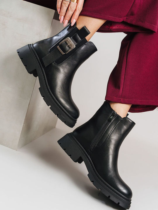 Black Chunky Buckle Boots