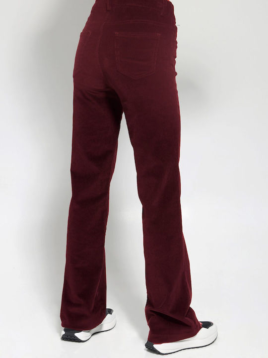 Tresor Women's Corduroy Trousers in Wide Line Bordeaux