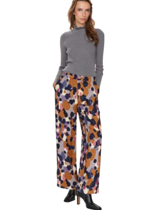 Women's Fabric Trousers Multi Blues