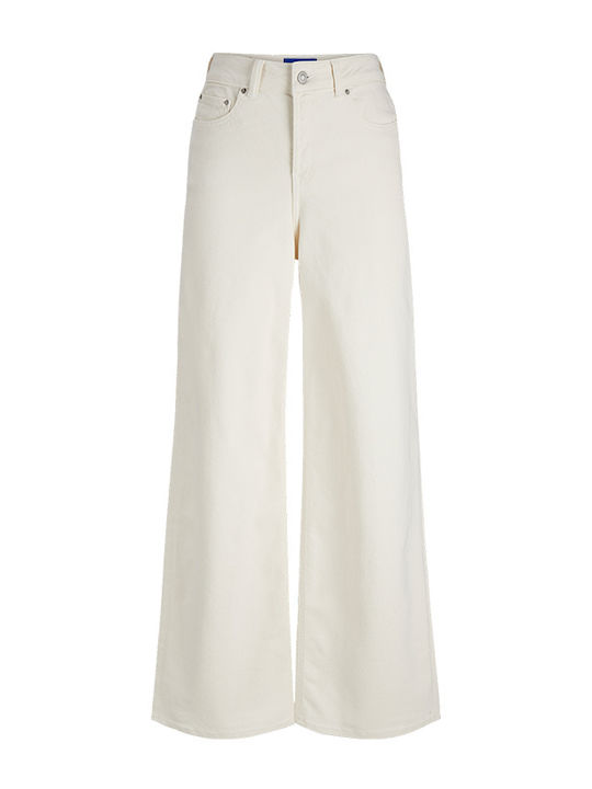 High Waist Women's Jean Trousers in Wide Line Ecru