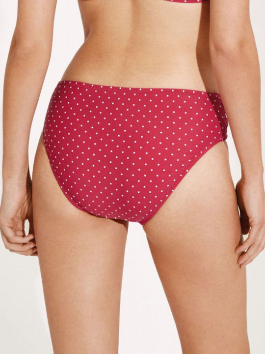Bikini Inferioare Slip Talie Înaltă Cu Buline