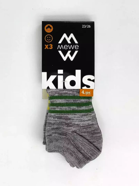 ME-WE Kids' Ankle Socks Gray 3 Pairs