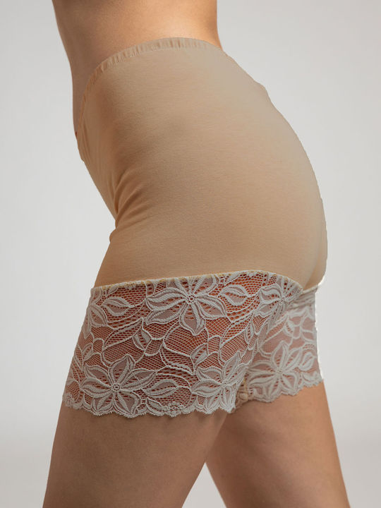Βαμβακερό Γυναικείο Slip χωρίς Ραφές με Δαντέλα Ηλιοκαμενο