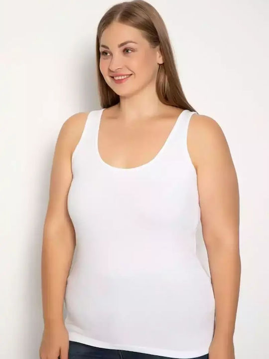 Plus Size mit Spaghetti-Träger Weiß Damen T-Shirt