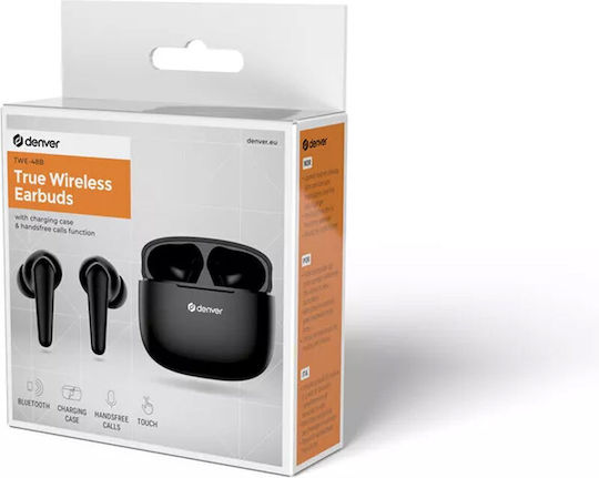 Denver TWE-48 In-ear Bluetooth Handsfree Ακουστικά με Θήκη Φόρτισης Μαύρα