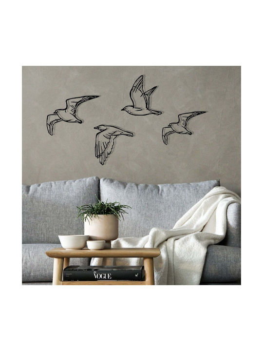 Zevahir Wall Decor Set of 4 279enz1292 100x24cm Black Wallity Metal