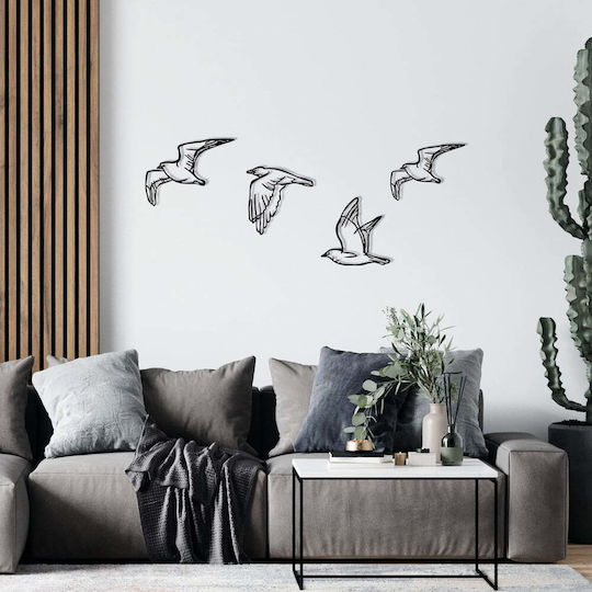 Διακοσμητικό Τοίχου Zevahir Σετ 4τμχ 279enz1292 100x24cm Black Wallity Μέταλλο
