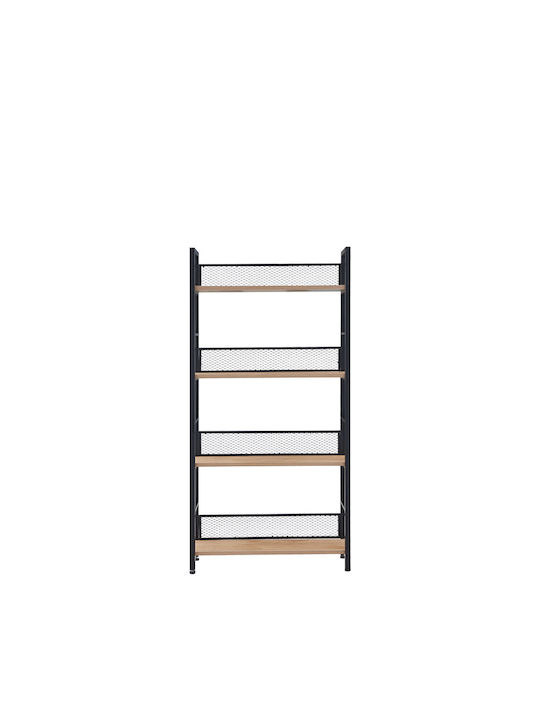 Βιβλιοθήκη Nest Φυσικό Μαύρο 60x28x60εκ.
