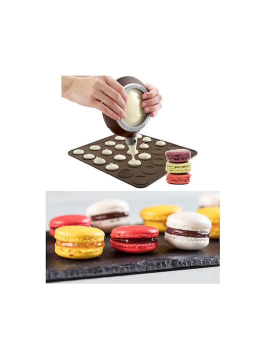 Quasar Co. Gebäckset 27 Macaron-Matten 20 Lutscherformen Stiele 30 Pralinenformen Silikon Braun-Pink
