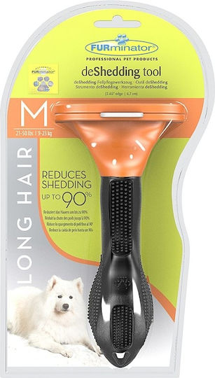 FURminator Undercoat Tool Гребен Medium за дългокосмести кучета с бръснач за Премахване на Косми Оранжев