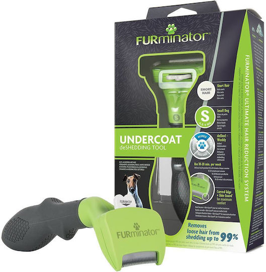 FURminator Undercoat Tool Comb Small for Short-Haired Dogs with Razor for Hair Removal Green