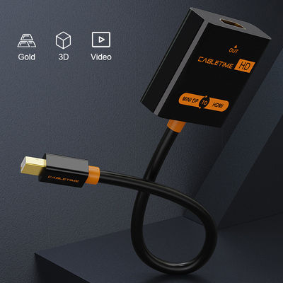 Cabletime 1080p Konverter Mini-DisplayPort männlich zu USB-A weiblich Schwarz 10Stück
