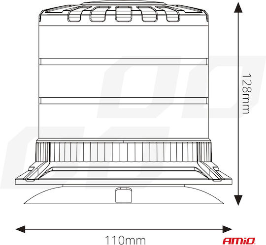 AMiO Φάρος Αυτοκινήτου LED 12 / 24V Αδιάβροχος 300cm με Πορτοκαλί Φωτισμό