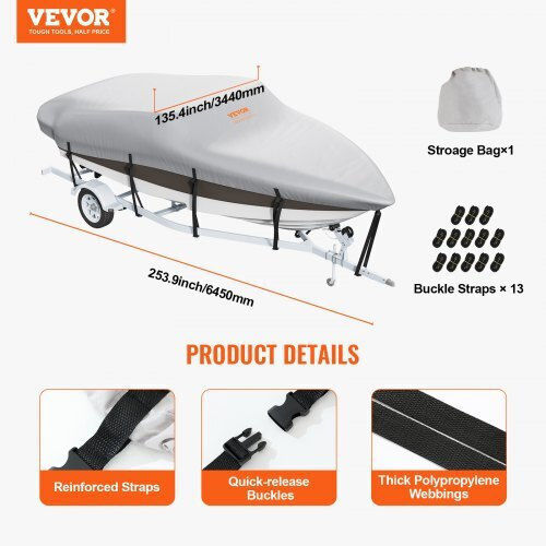 Vevor Protective Boat Cover L96xW243xH96cm in Gray Colour