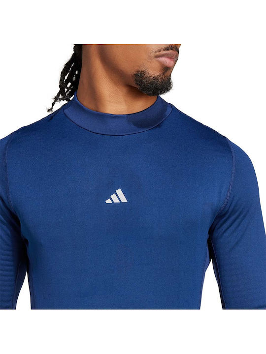adidas Techfit Ανδρική Ισοθερμική Μακρυμάνικη Μπλούζα Compression Μπλε