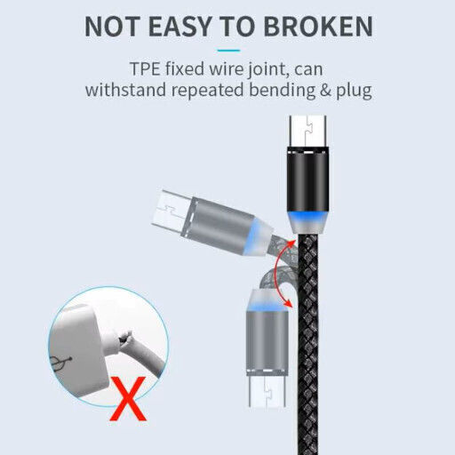 Φόρτισης LED / Magnetic USB to Lightning / Type-C / micro USB 1m Cable (EV-9091)