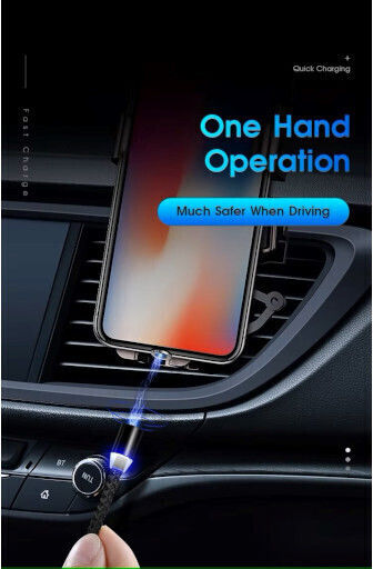 LED / Magnetic USB to Lightning / Type-C / micro USB Cable 1m (EV-9091)