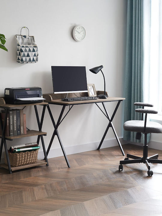 Desk Quick Wooden Natural Black with Metal Legs 90x50x79cm