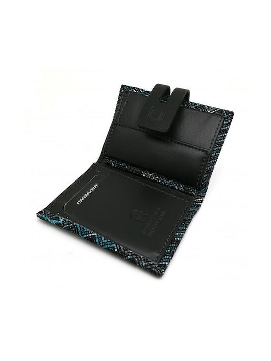 Casanova Small Leather Women's Wallet Cards with RFID Blue