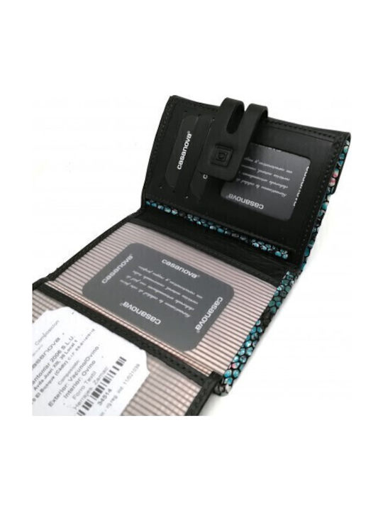 Small Leather Women's Wallet Cards with RFID Blue