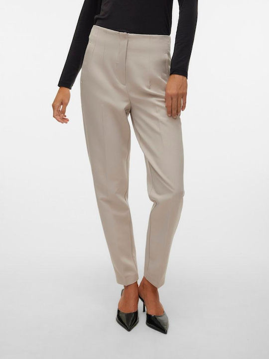 Dama Talie înaltă Tesatura Pantaloni cu Croială Tapered Silver Cloud