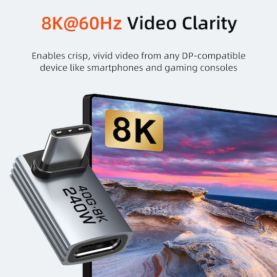 Cabletime Равен USB 2.0 Кабел USB-C Мъжки - USB-C 240W PD Черен 0.15m CT-FU4-AG