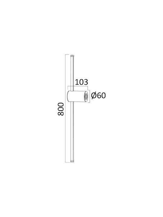 Braytron Modern Lamp Wall with Integrated LED and Warm White Light Black 10x80cm