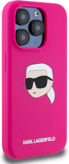 Karl Lagerfeld Karl Head Umschlag Rückseite Silikon Fuchsie (iPhone 15)