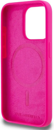 Karl Lagerfeld Karl Head Umschlag Rückseite Silikon Fuchsie (iPhone 15)