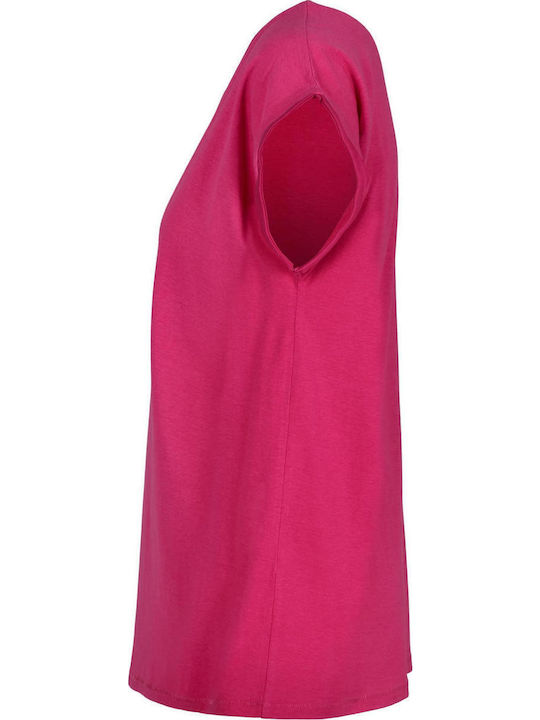 Damen Sportlich T-Shirt Hibiskus Pink