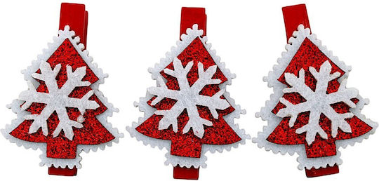 Decorative Red Snowflake Pegs 3pcs 1epx2077