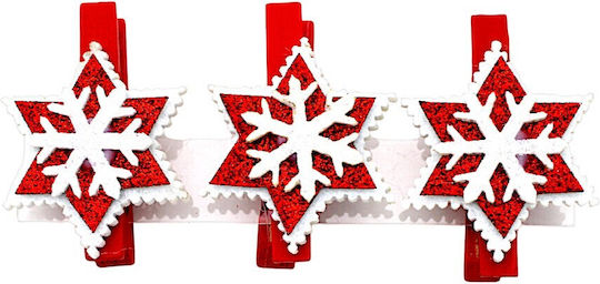 Decorative Red Snowflake Pegs 3pcs 1epx2077