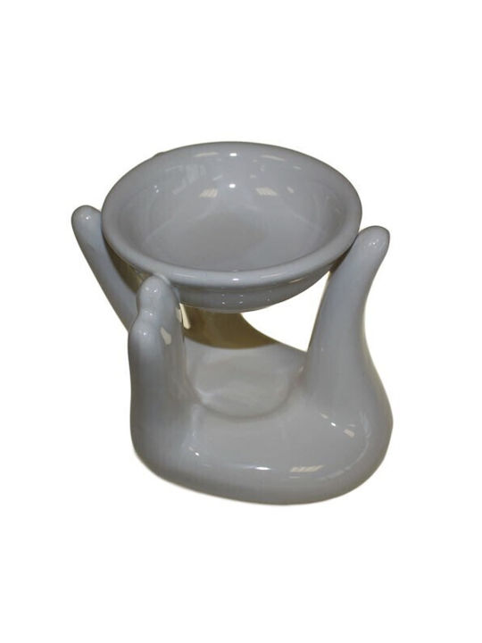 Arzător Ceramic Aromatic pentru Uleiuri Esențiale Mâini Deschise Alb 10cm