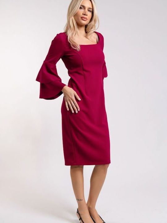 Dress with Ruffle Burgundy