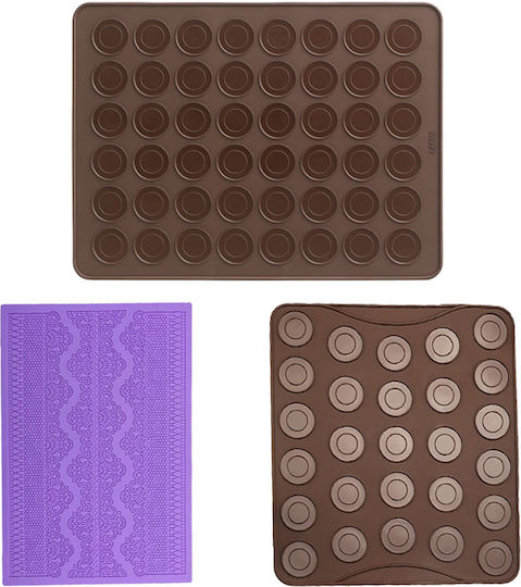 Quasar Co. Pastry Set 27 Macaron Sheet 48 Macaron Sheet Silicone Decorating Mold Silicone Brown-purple
