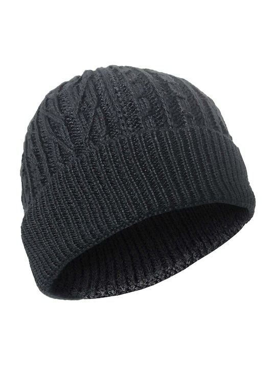 Beanie Ανδρικός Fleece Σκούφος Πλεκτός σε Γκρι χρώμα